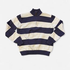 Brandy Melville Zip-Up Sweater in Blue and Cream